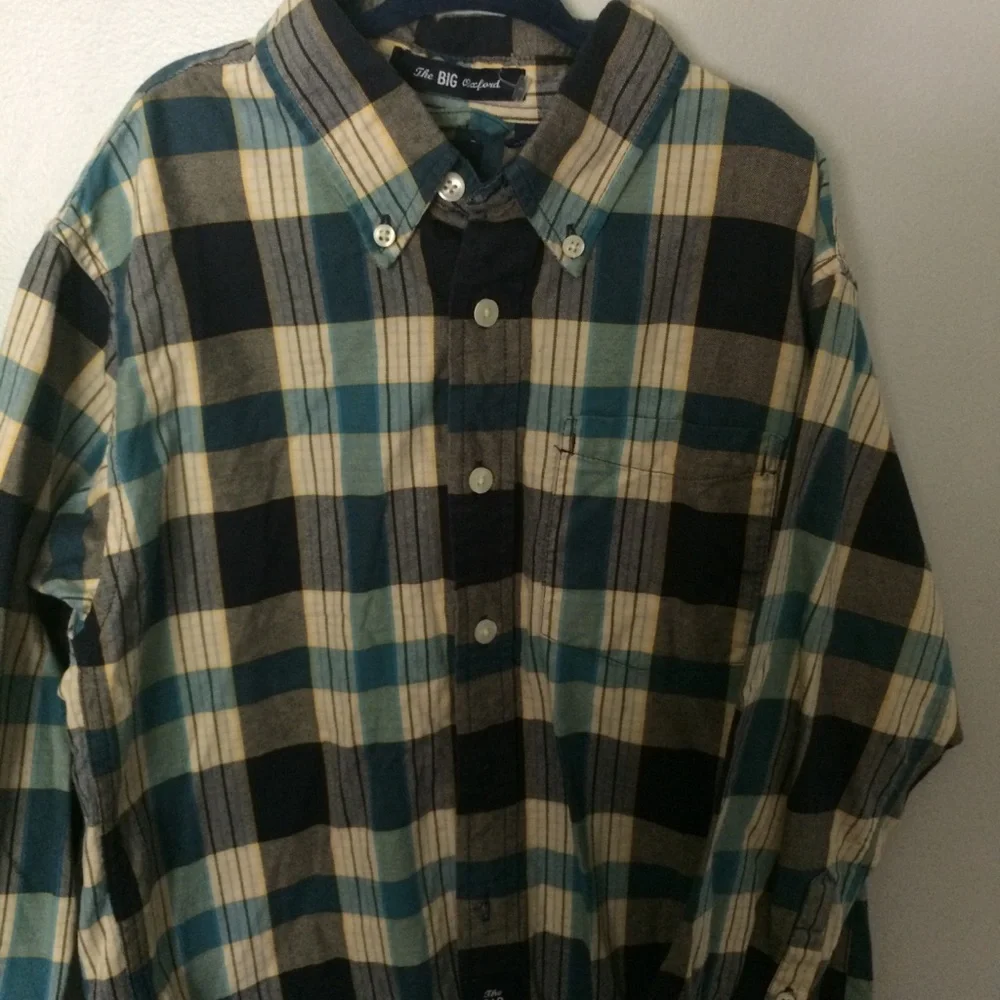 Gap Shirt Size Small 5-6 Blue the Big Oxford Plaid Flannel Button Long Sleeve